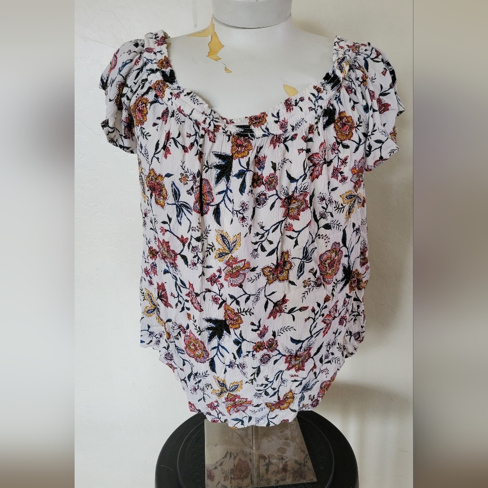 Old Navy Floral Off-the-Shoulder Shirt Blouse
